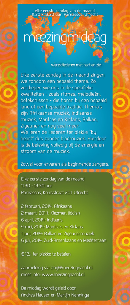2 februari: Open Workshop Afrikaanse liederen  in Utrecht